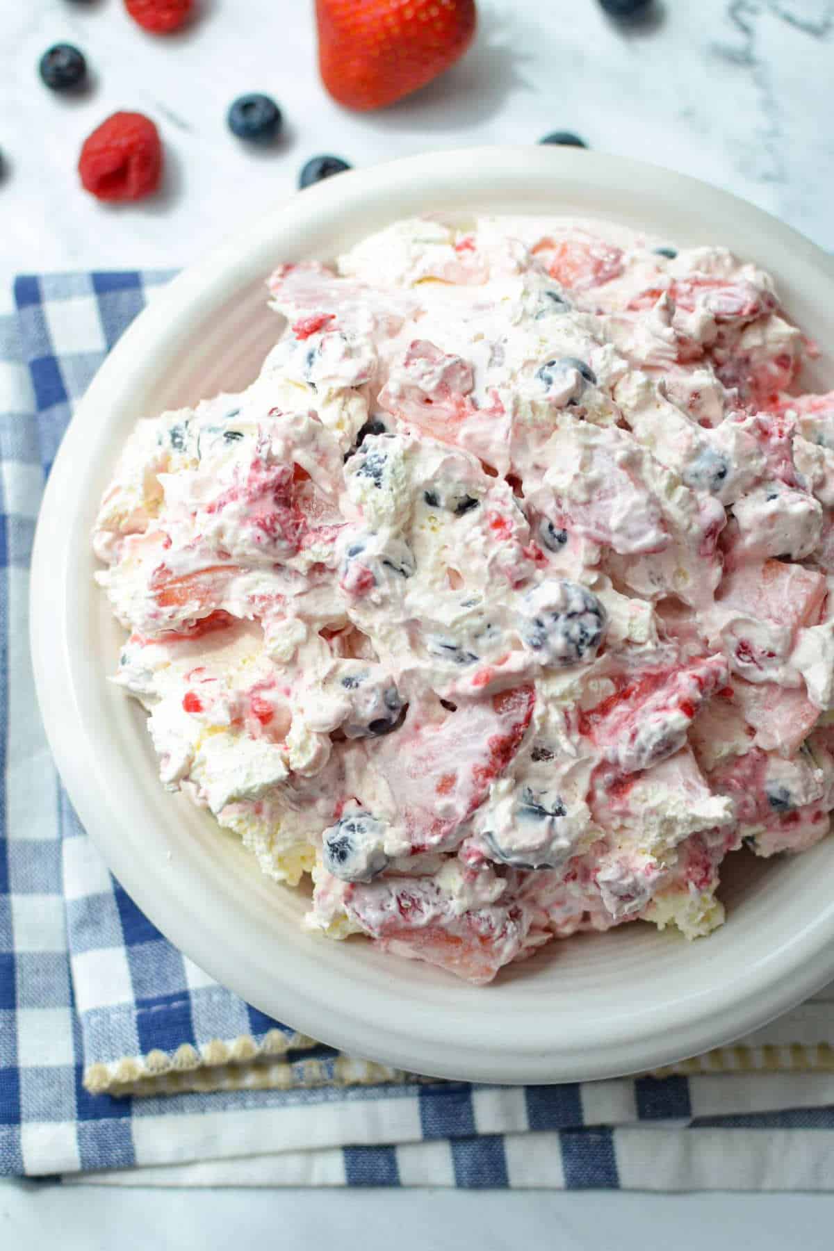 Red, White, and Blue Cheesecake Salad