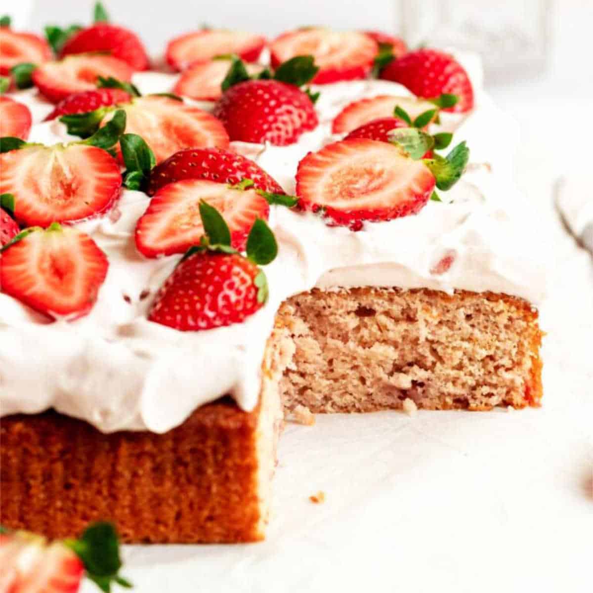 strawberry whipped cream cake.