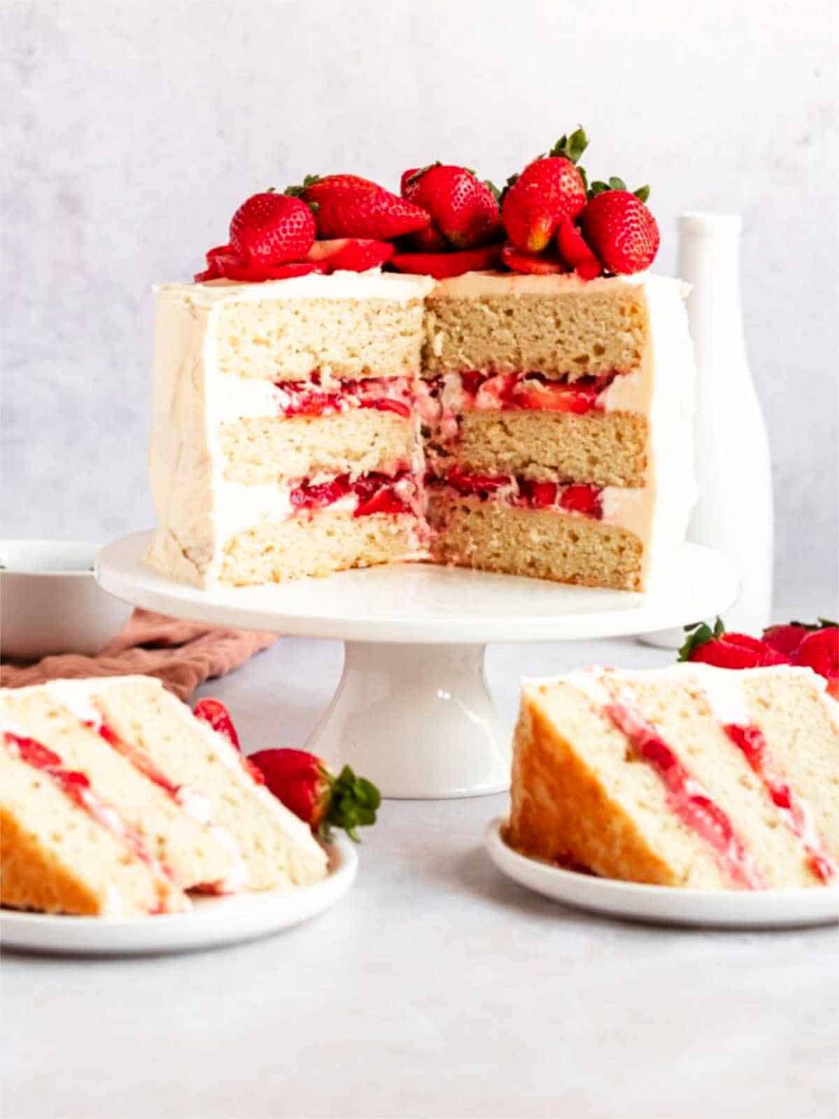 white cake with berry jam filling.