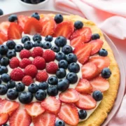 low carb red white and blue fruit pizza.