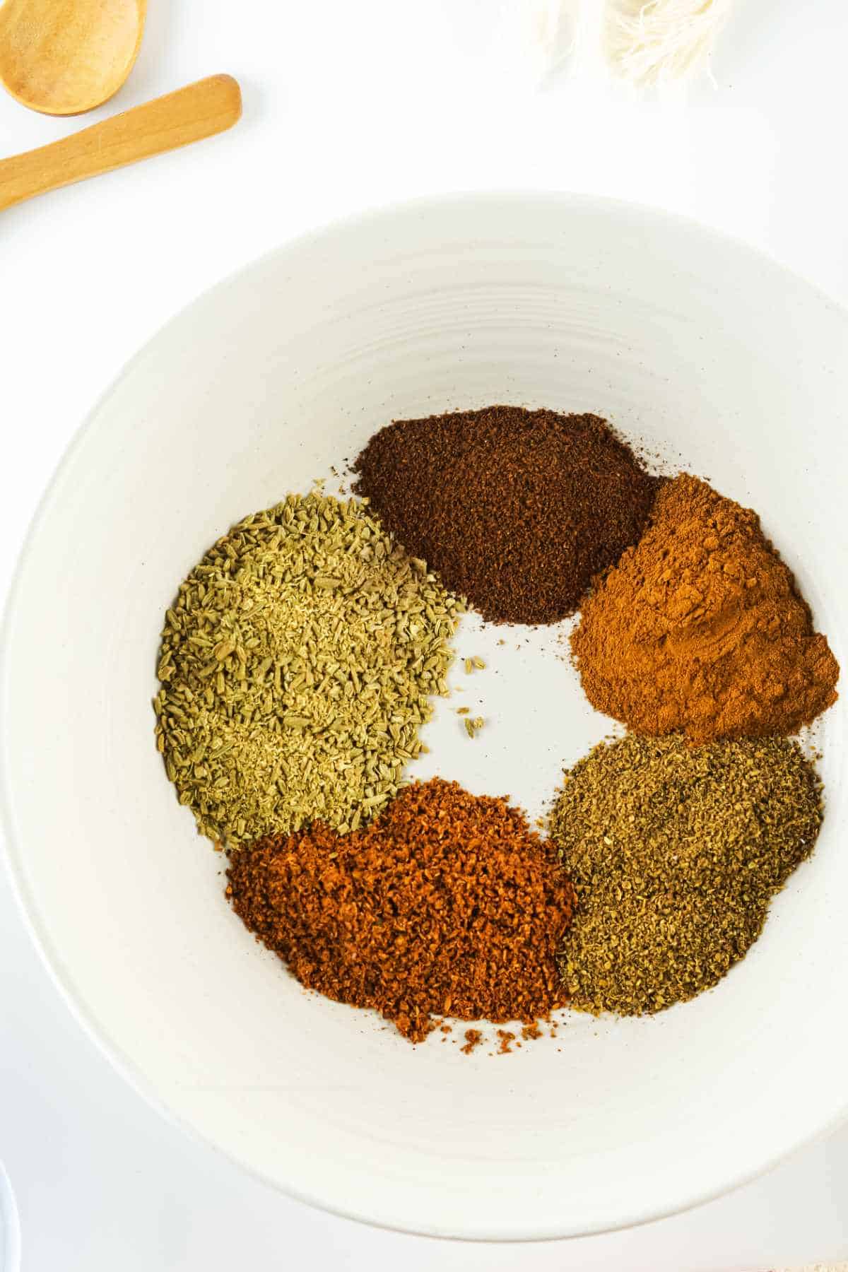 spices in a bowl for blending.