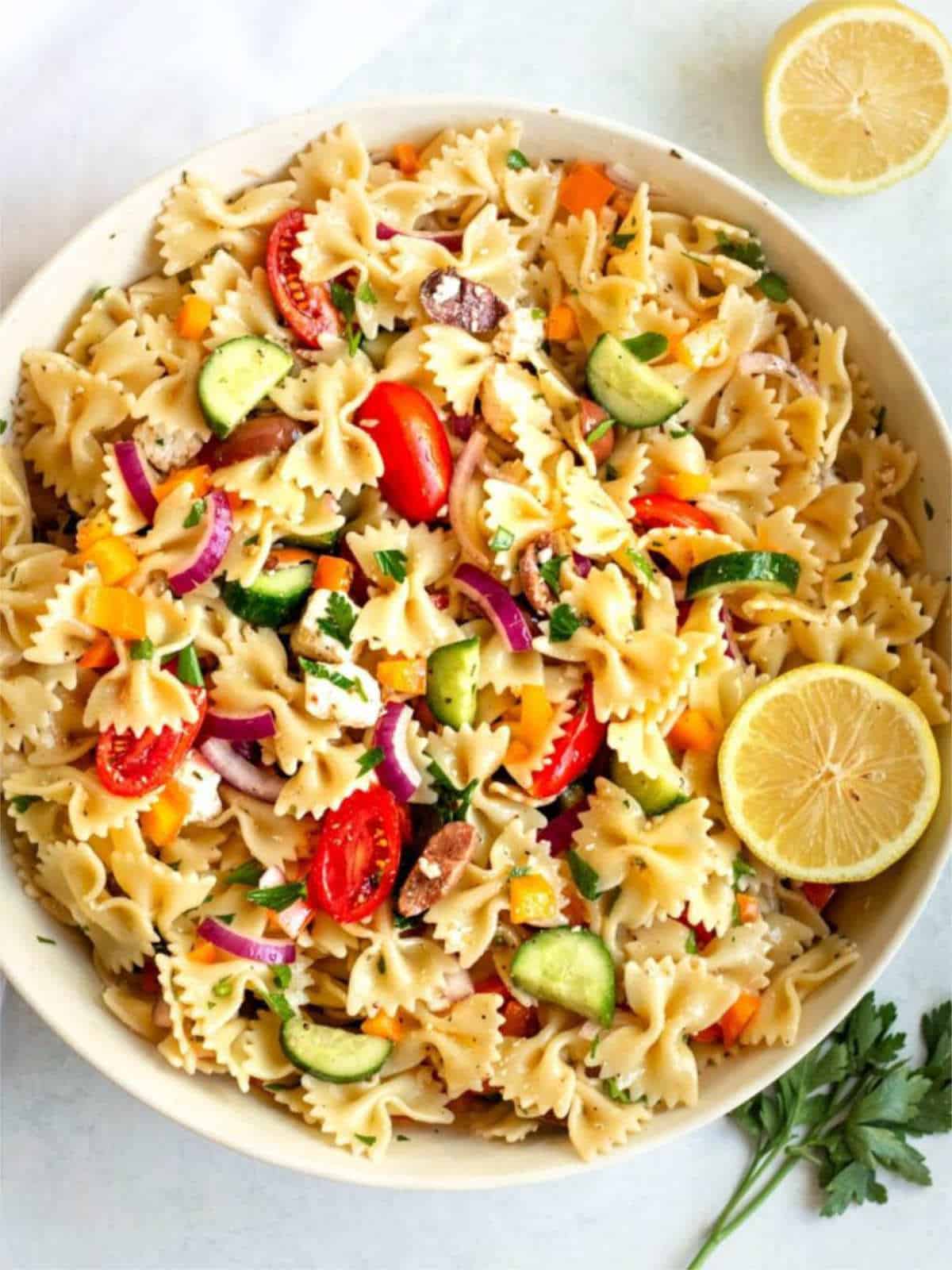 summer favorites: greek pasta salad.