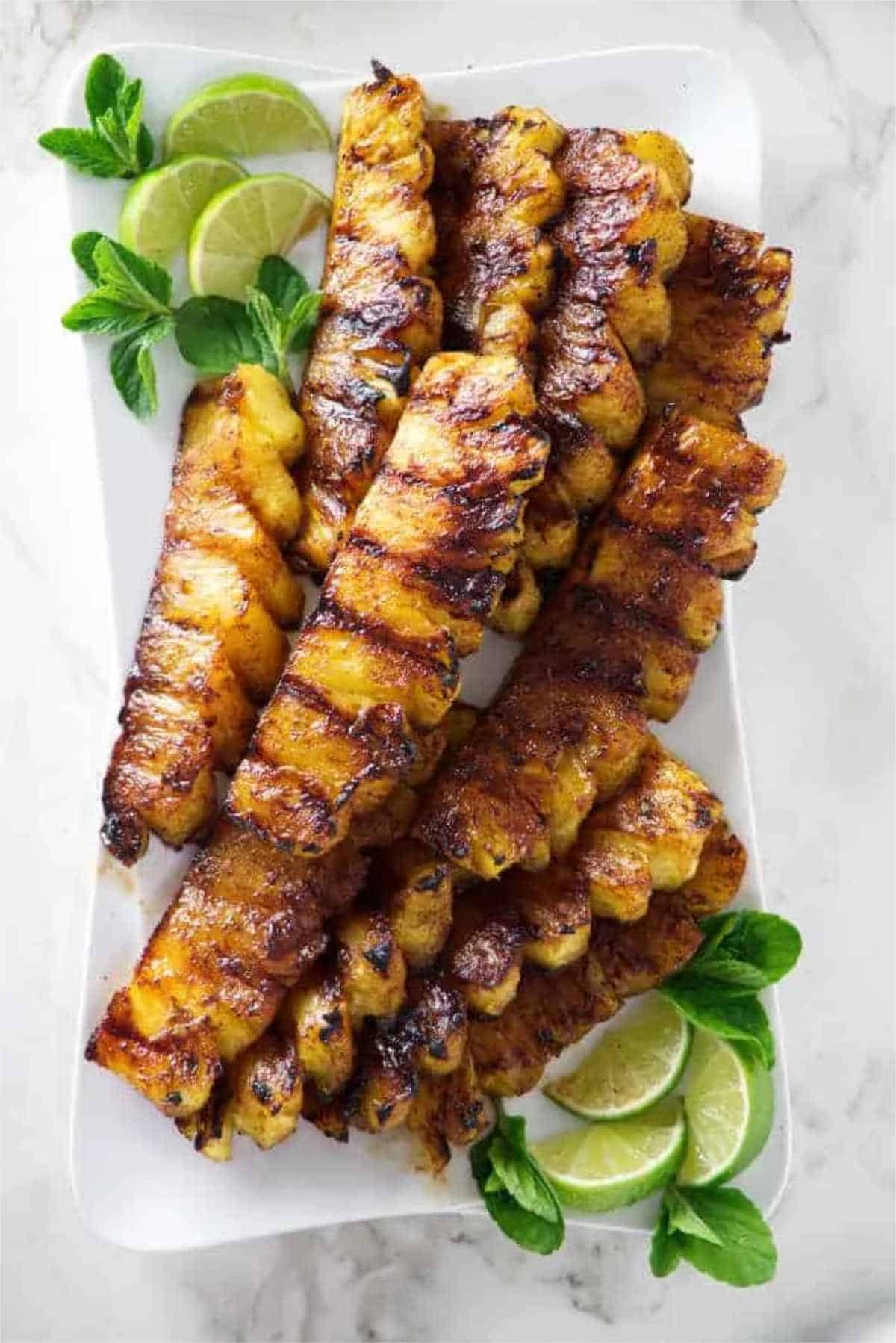 grilled pineapple with cinnamon sugar.