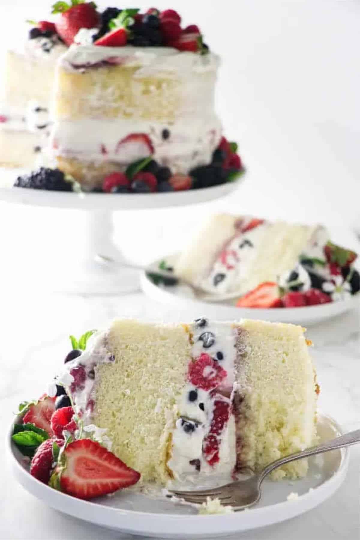 Hot milk sponge cake with berries.
