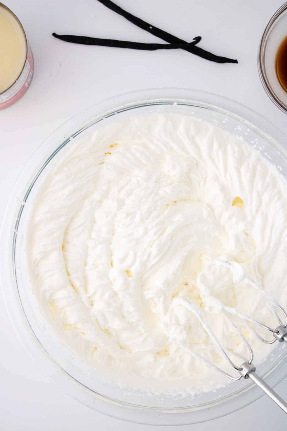 whipped cream in a bowl.