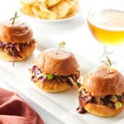 sliders, beer, and chips.
