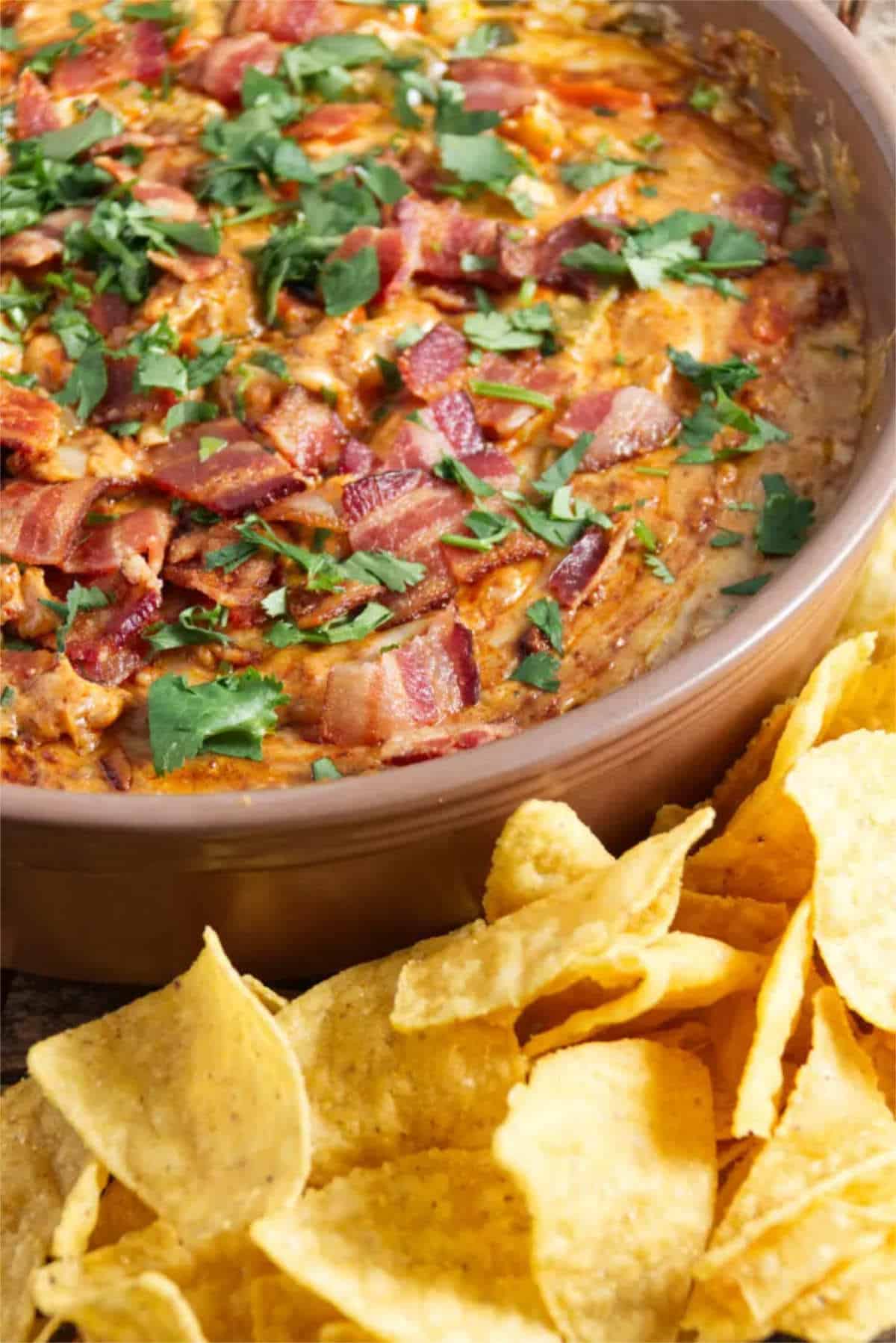 summer favorites: queso dip and chips.