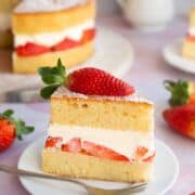 cream cake with strawberries.