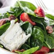 strawberry spinach salad with goat cheese.