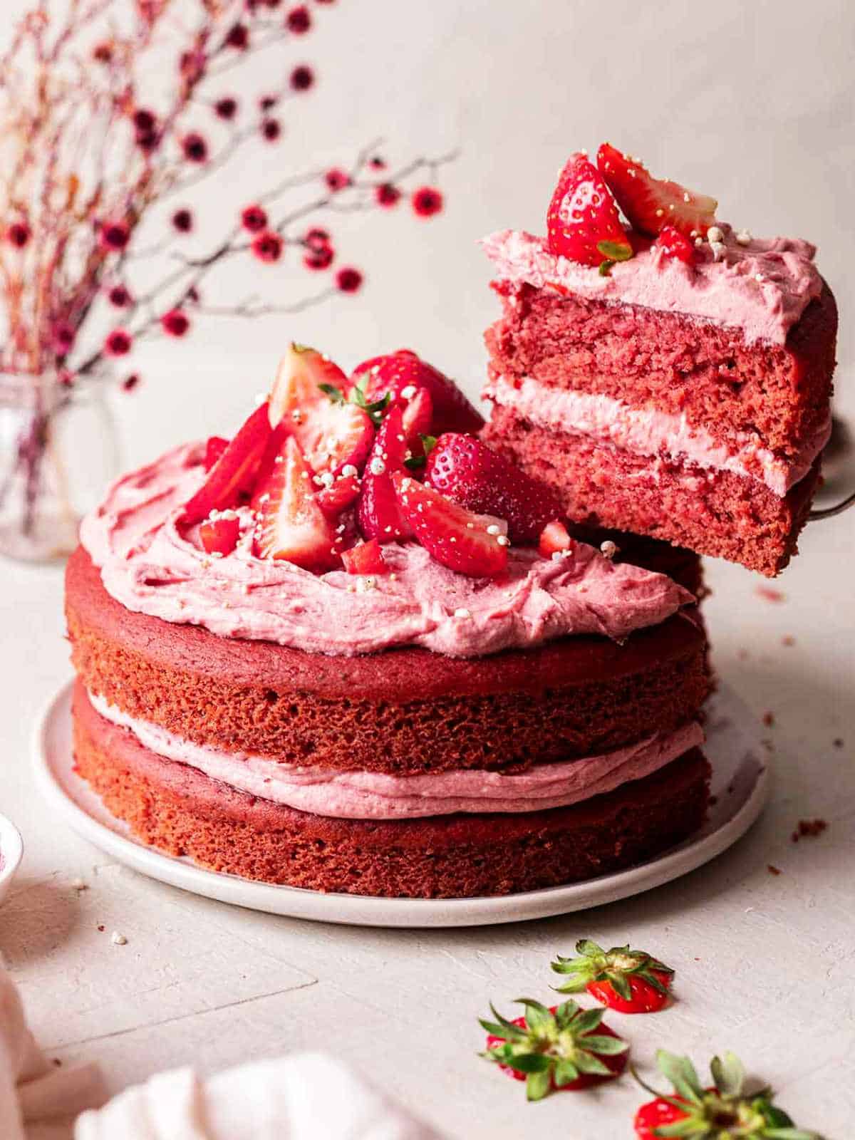 vegan strawberry cake.