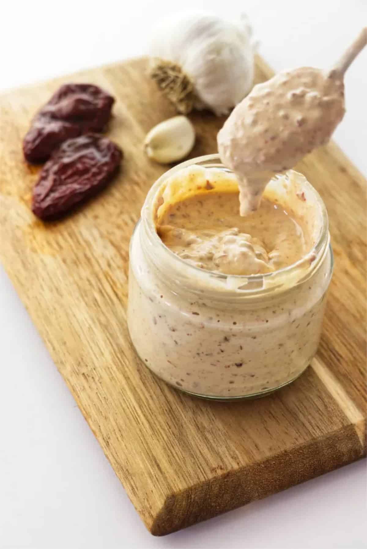 chipotle aioli in a jar for cookout condiments.