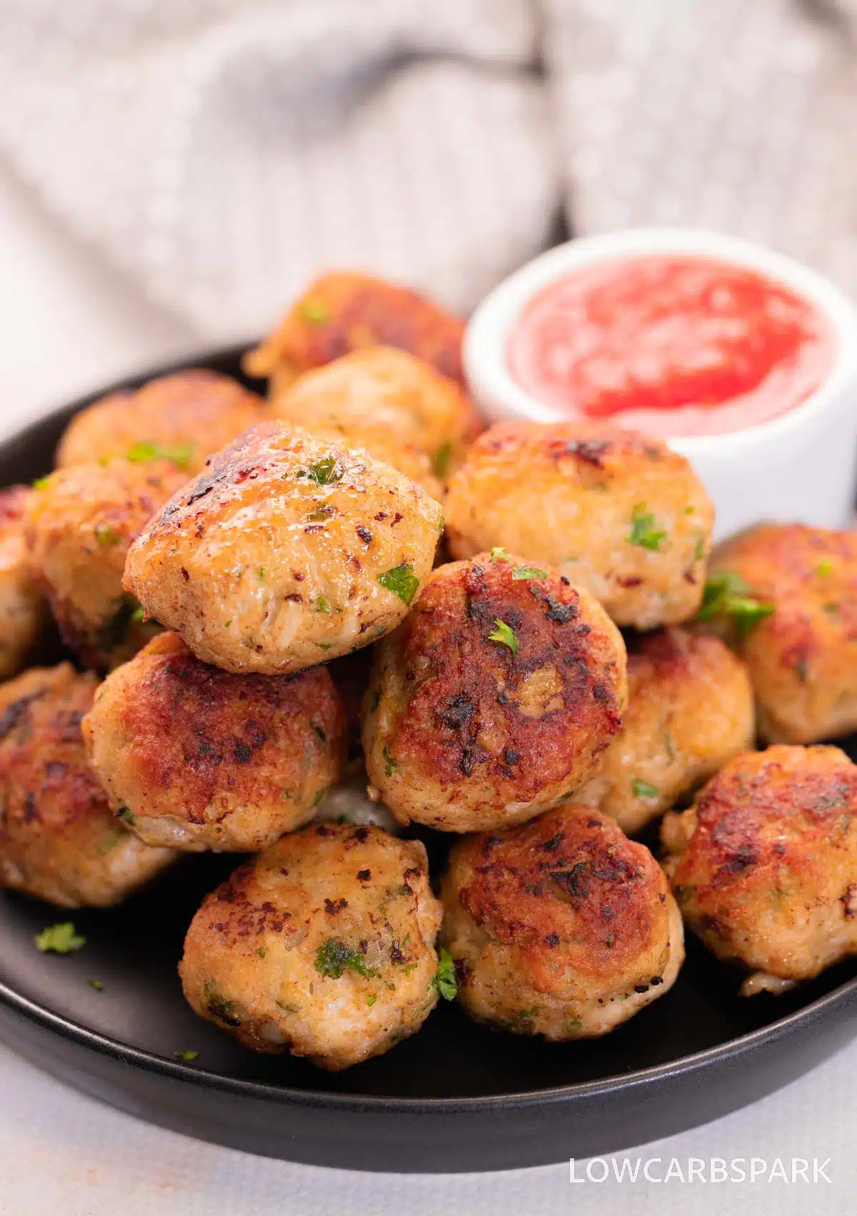keto chicken meatballs for party finger foods.