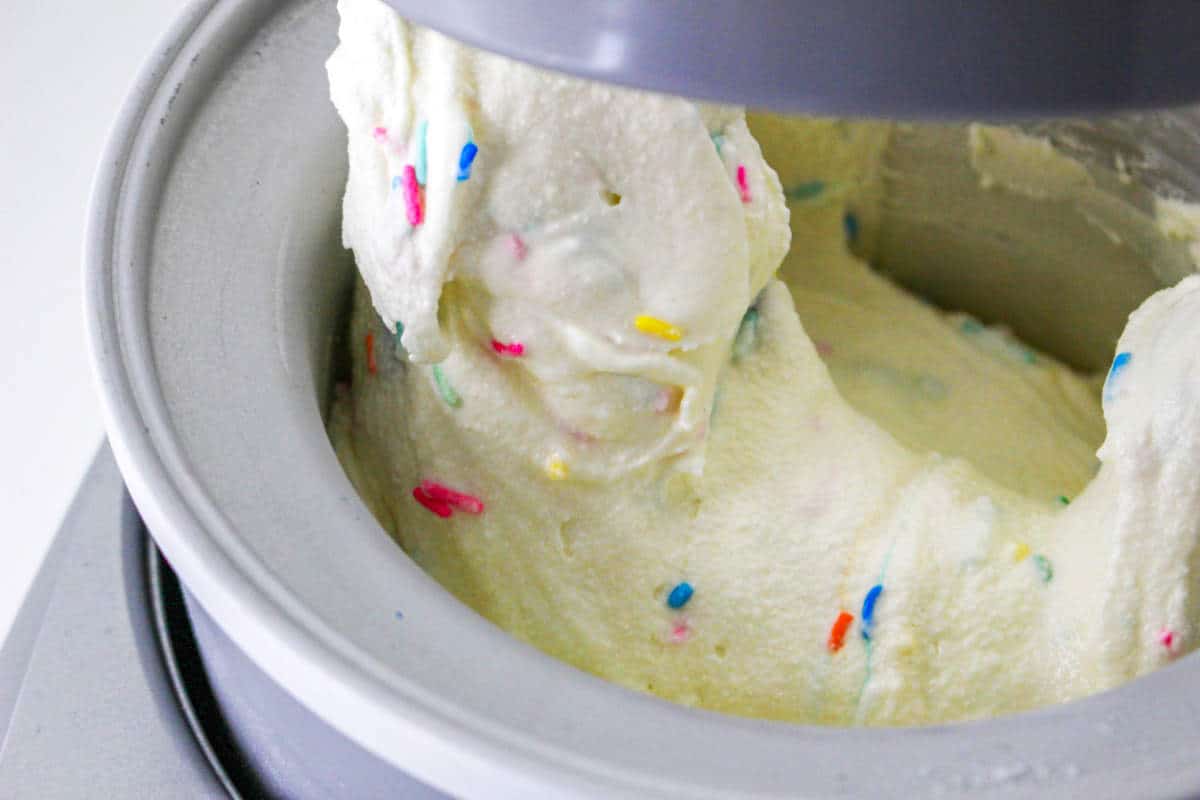 ice cream dasher exposed showing sprinkles.