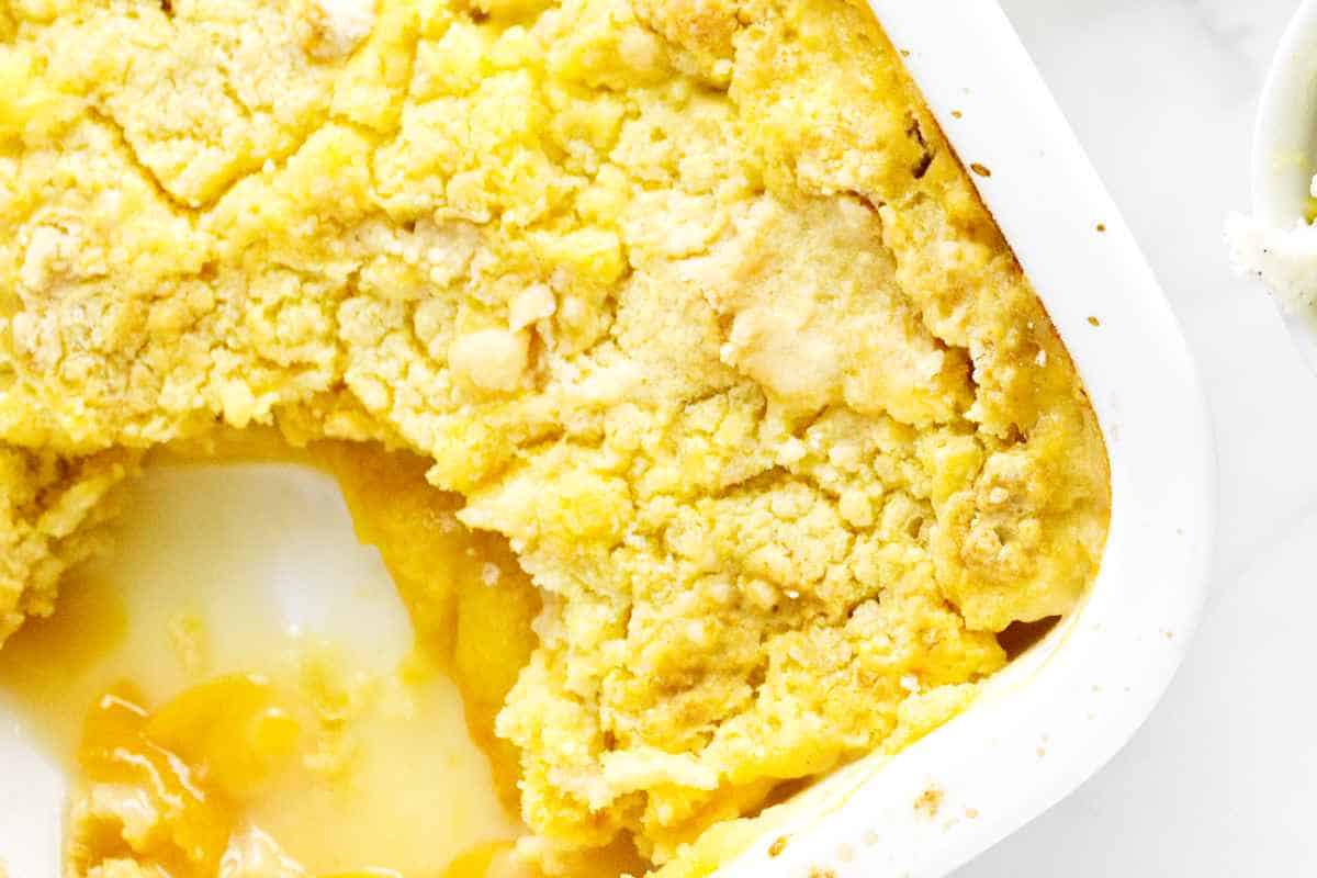 Peach Dump Cake with Fresh Peaches Smells Like Delish