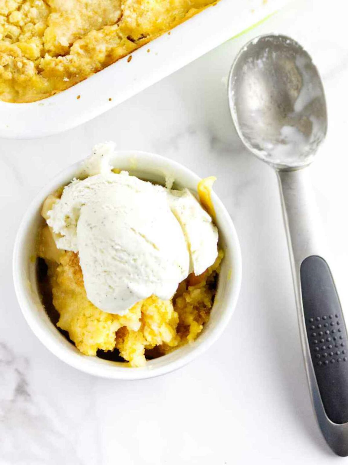 Peach Dump Cake with Fresh Peaches Smells Like Delish