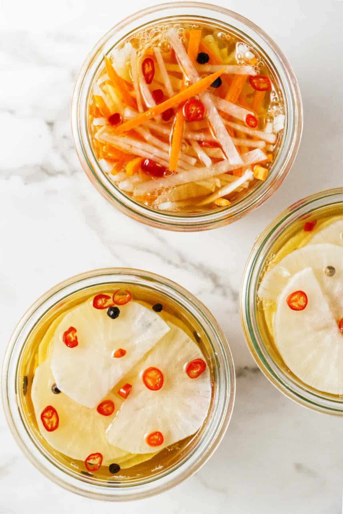 pickled daikon for cookout condiments.