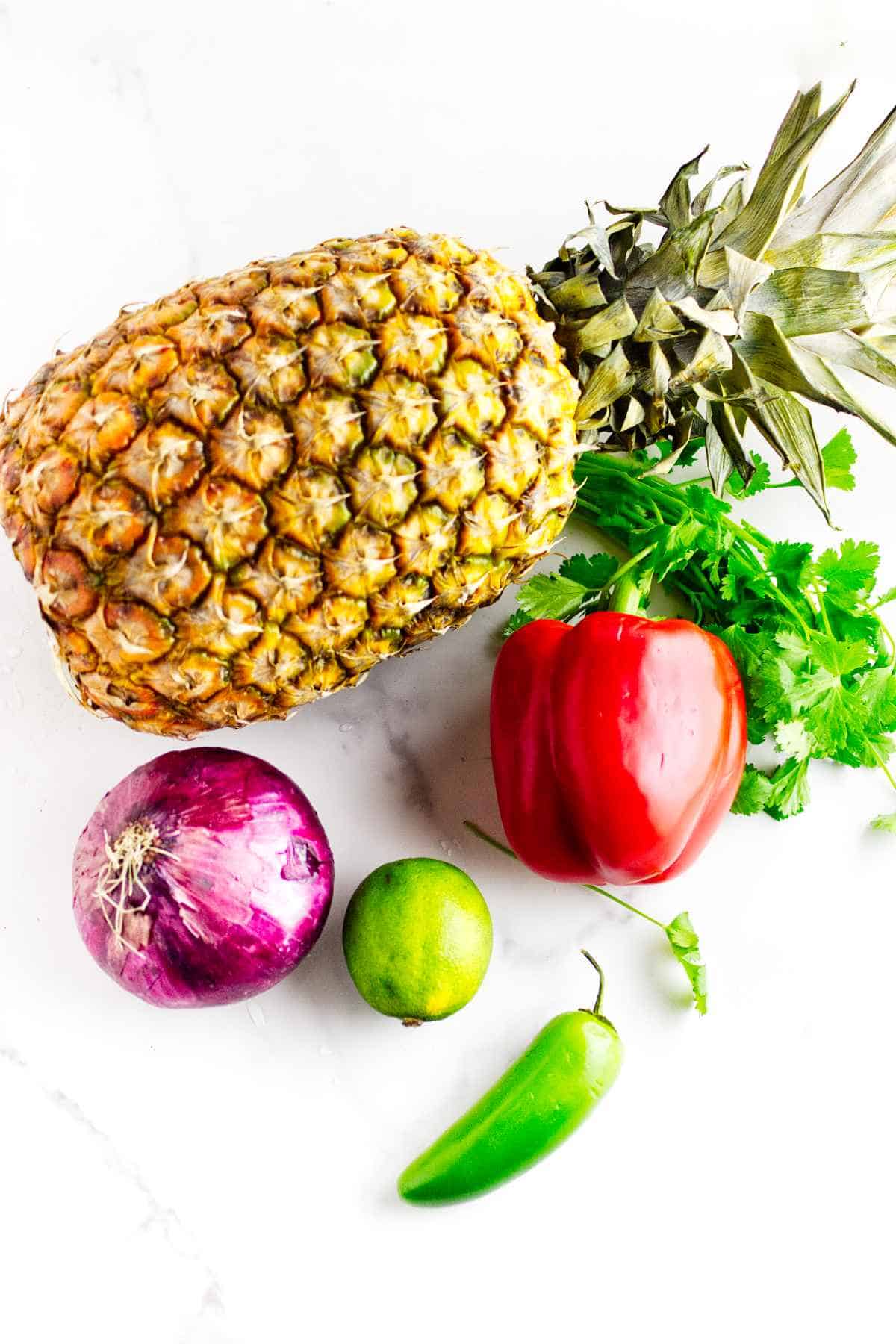 ingredients for making pineapple pico de gallo.