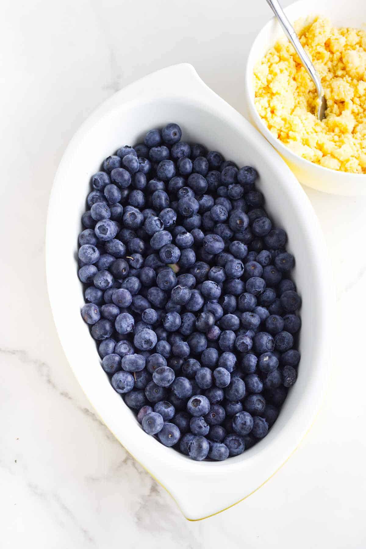 casserole dish filled with blueberries.
