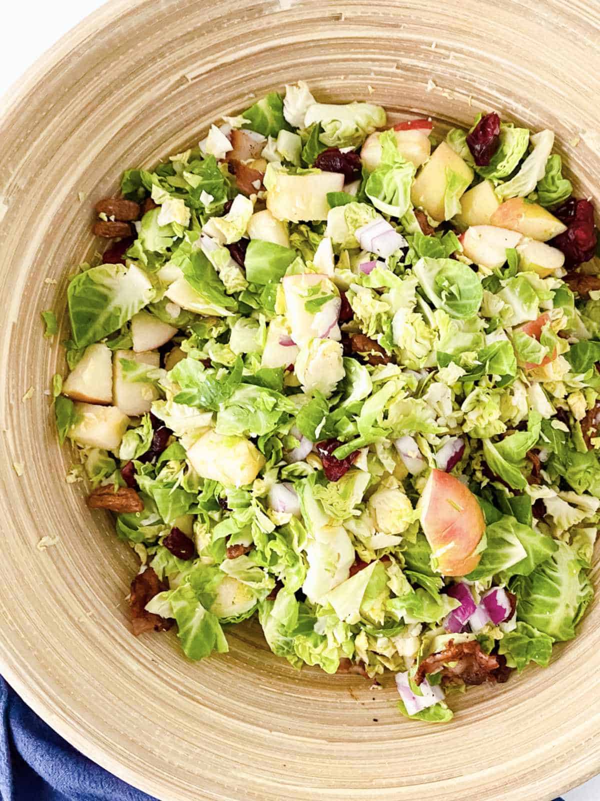 Tossed warm brussel sprout salad.
