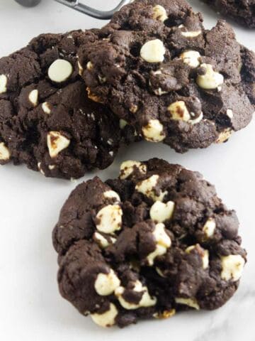 chocolate inside out cookies with vanilla chips.