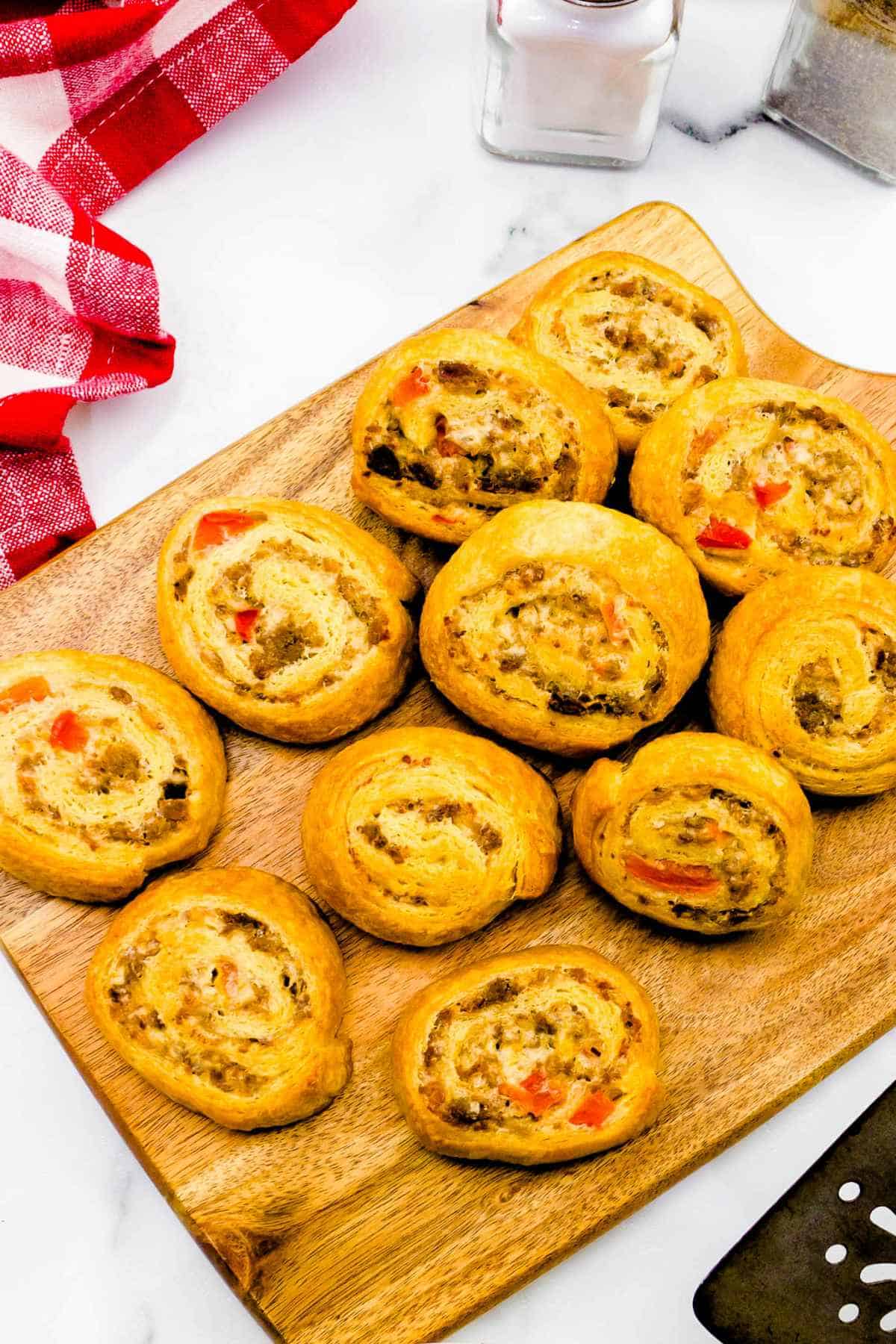 baked sausage filled crescent roll appetizers.