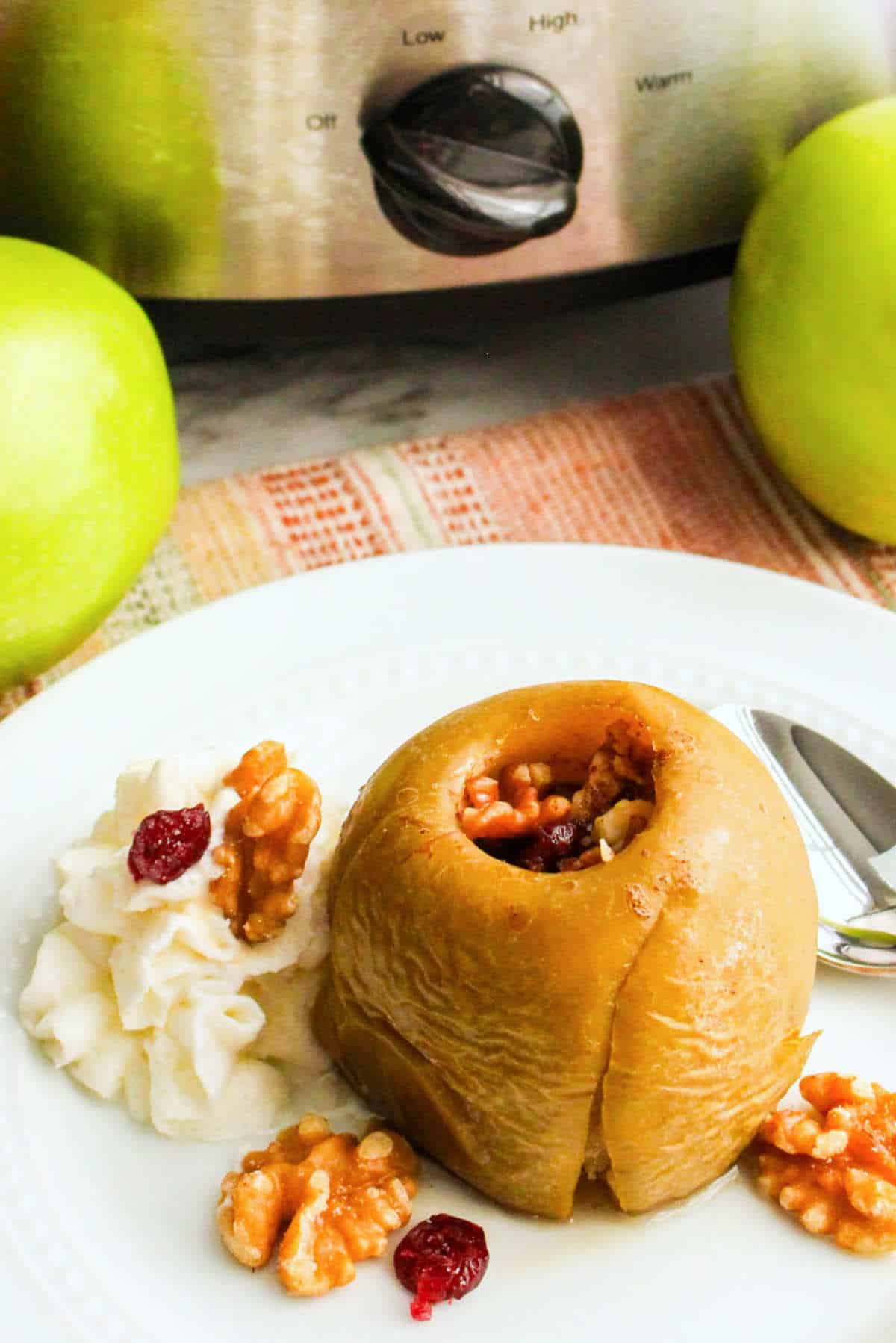 baked apples with walnuts and cranberries.