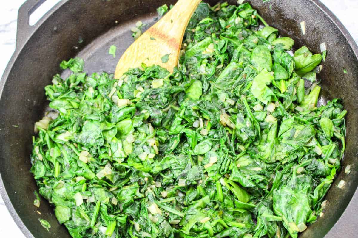 sauteed spinach and onions.