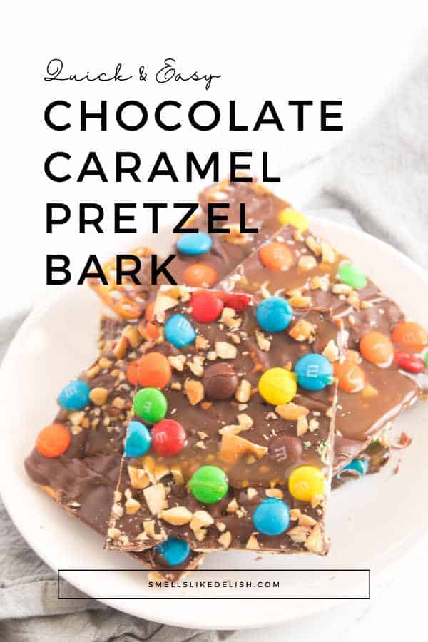chocolate caramel pretzel bark.