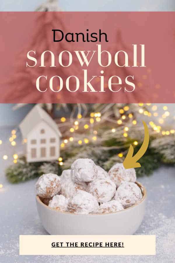 Danish snowball or wedding cookies in a bowl.