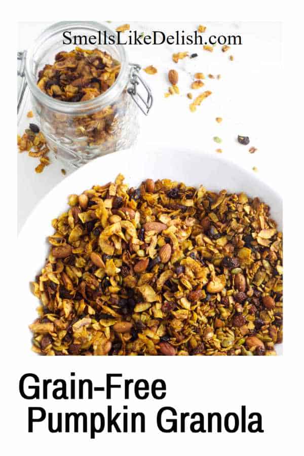 This grain free pumpkin granola is the perfect healthy, gluten-free breakfast or snack. It's made with simple, wholesome ingredients like pumpkin puree, almond flour, nuts, and seeds, and it's sweetened with maple syrup and spices like cinnamon, ginger, and nutmeg.
