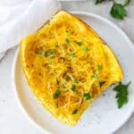 air fryer spaghetti squash on a plate.