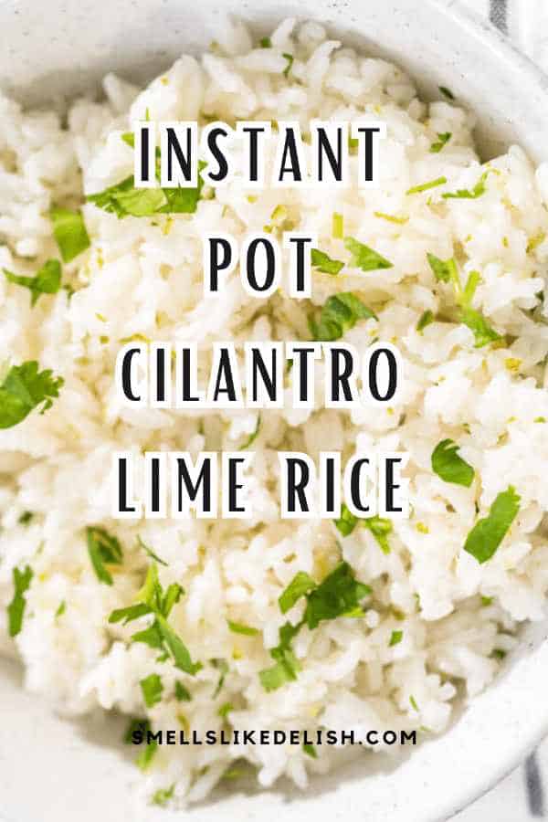 rice in a bowl with cilantro garnish.