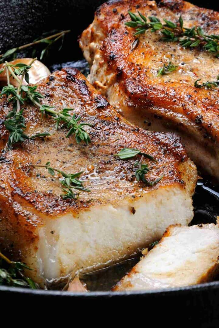 Steakhouse Style Pan Grilled Pork Chops | Smells Like Delish