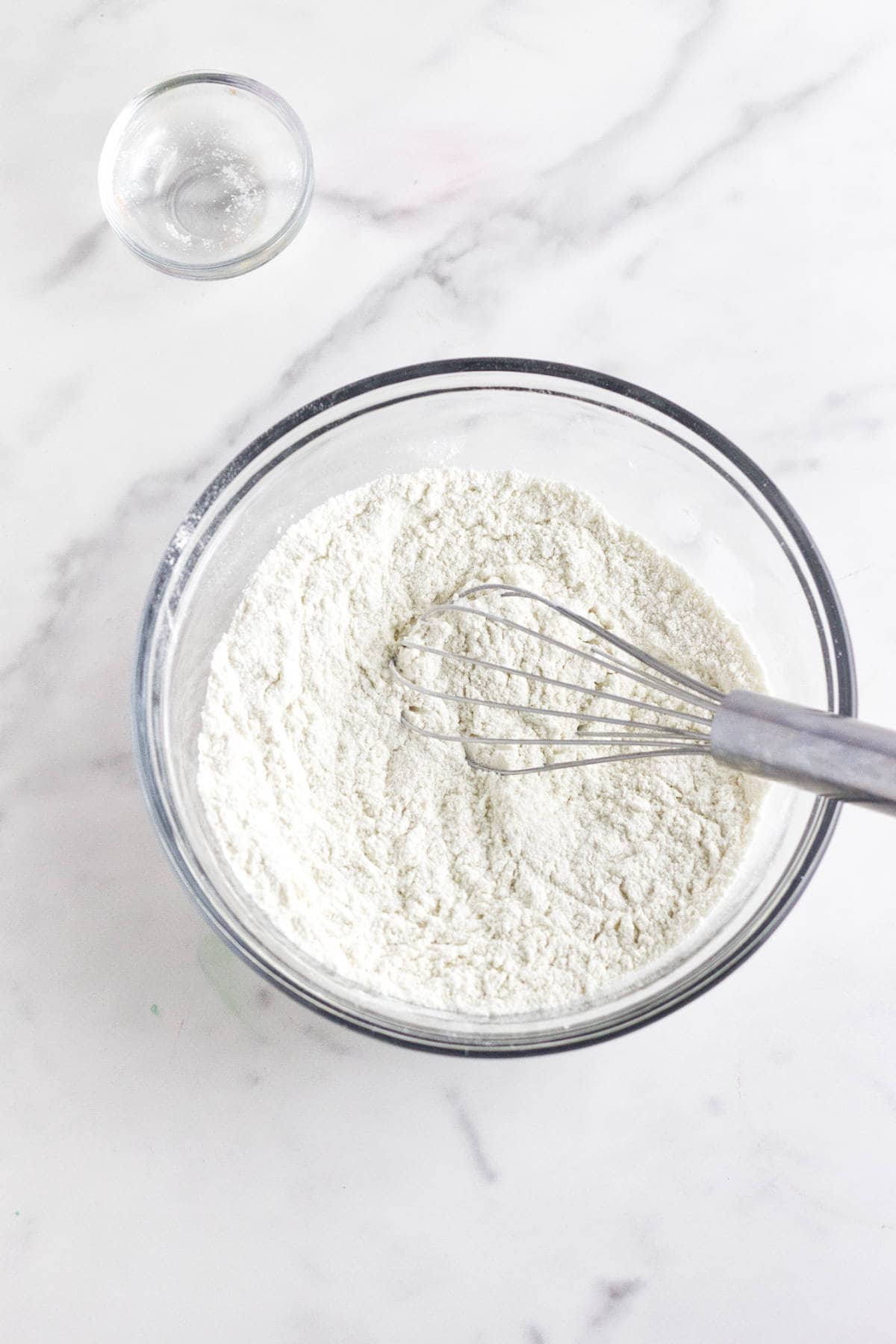 flour and salt whisked together in a bowl.
