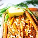 Platter or roasted carrots.