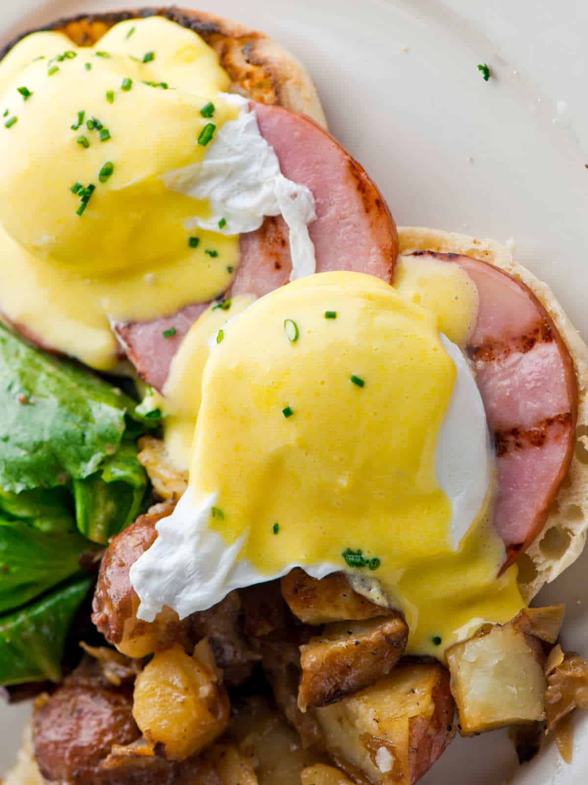 Eggs Benedict on an English muffin.