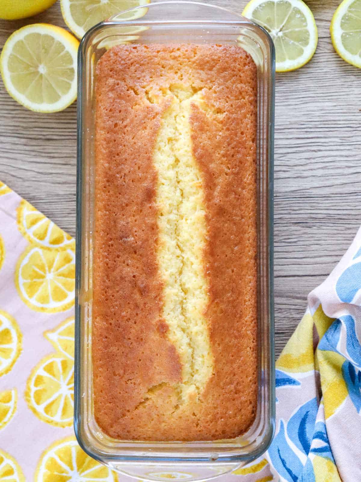 fresh baked lemon loaf cake.