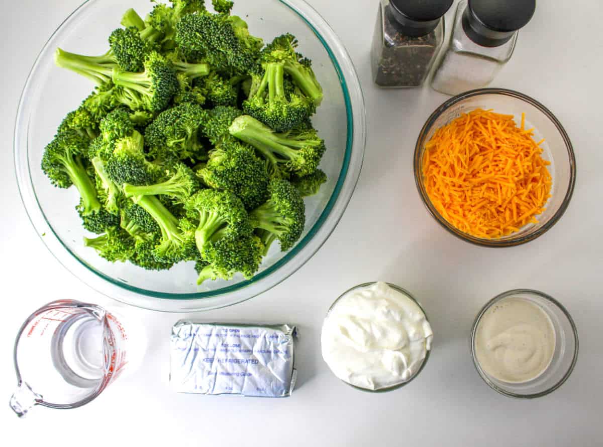 ingredients for a broccoli casserole.