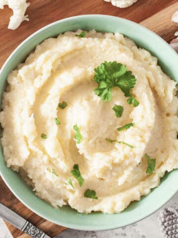 mashed cauliflower with cream cheese and butter.