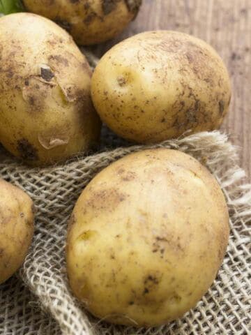 fresh dug Irish potatoes.