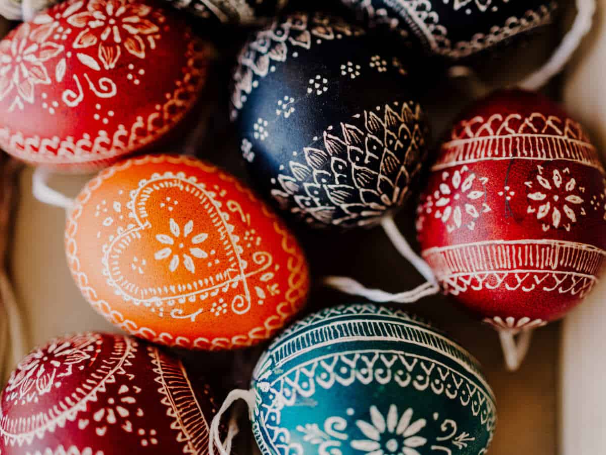 beautiful Ukrainian decorated Easter eggs.