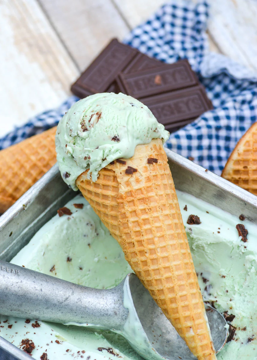 No churn mint chocolate chip ice cream, popular frozen treats.