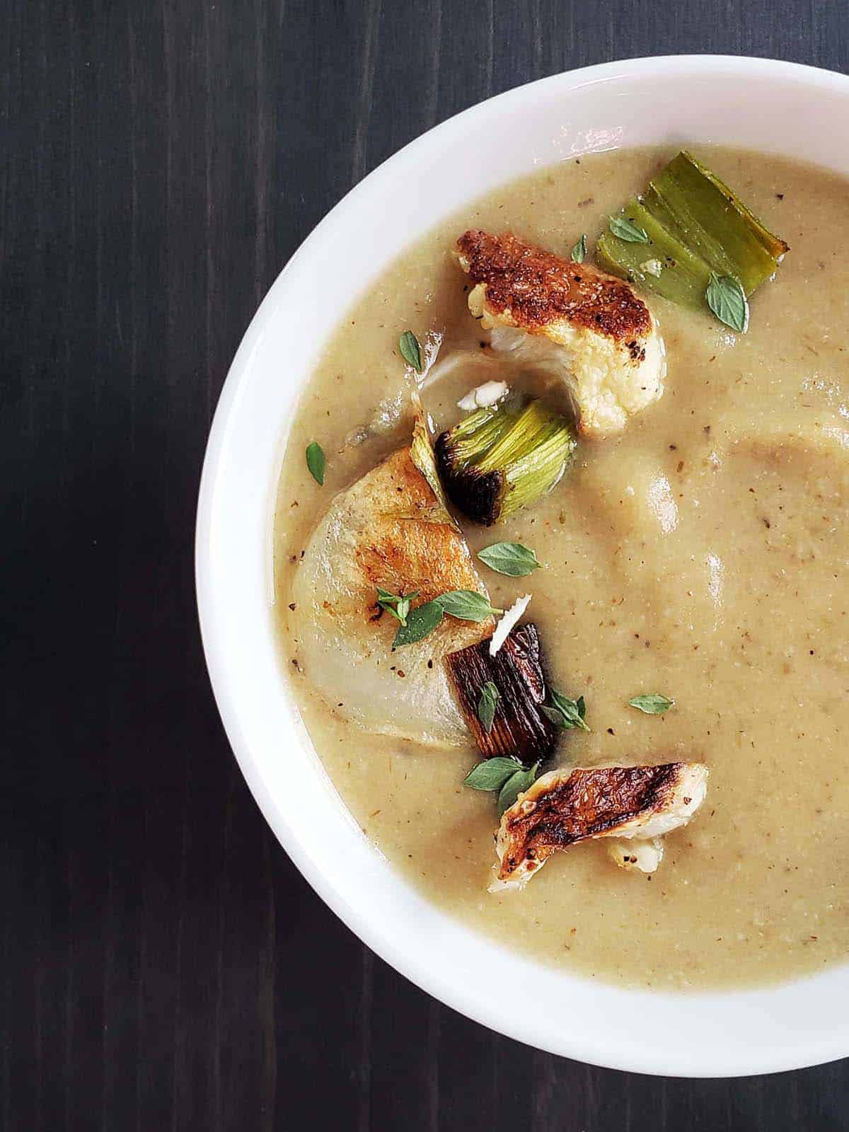 roasted potato and cauliflower leek soup.