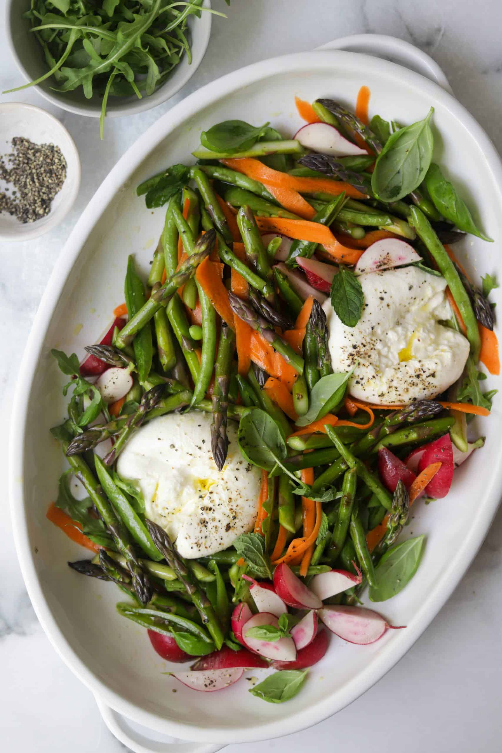 Spring Veggie Burrata Salad.