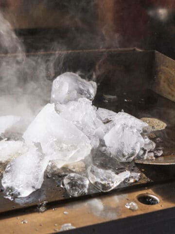Using ice on a hot griddle is useful for cleaning grease, and stuck-on residue.