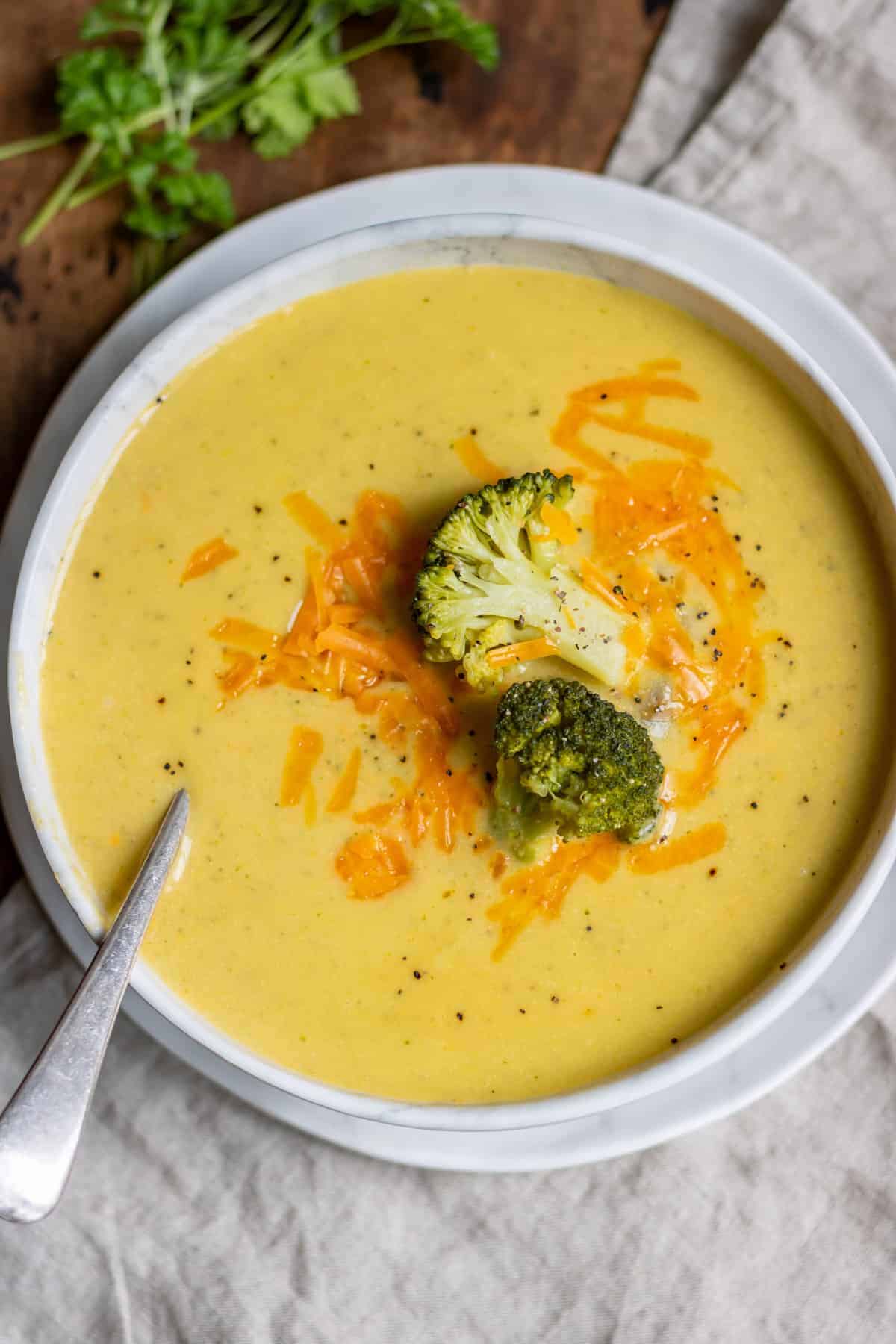 Instant Pot broccoli cheddar soup.