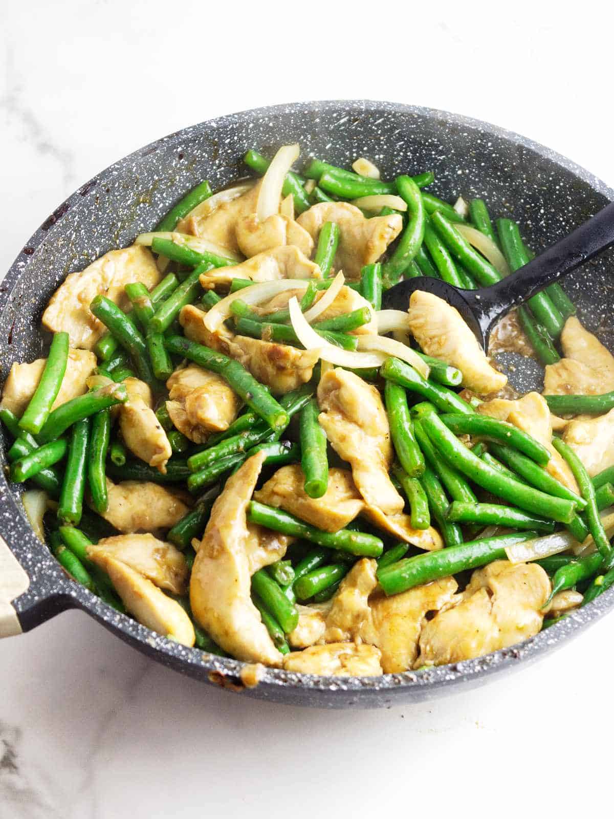 Panda Express Chicken and String Beans.