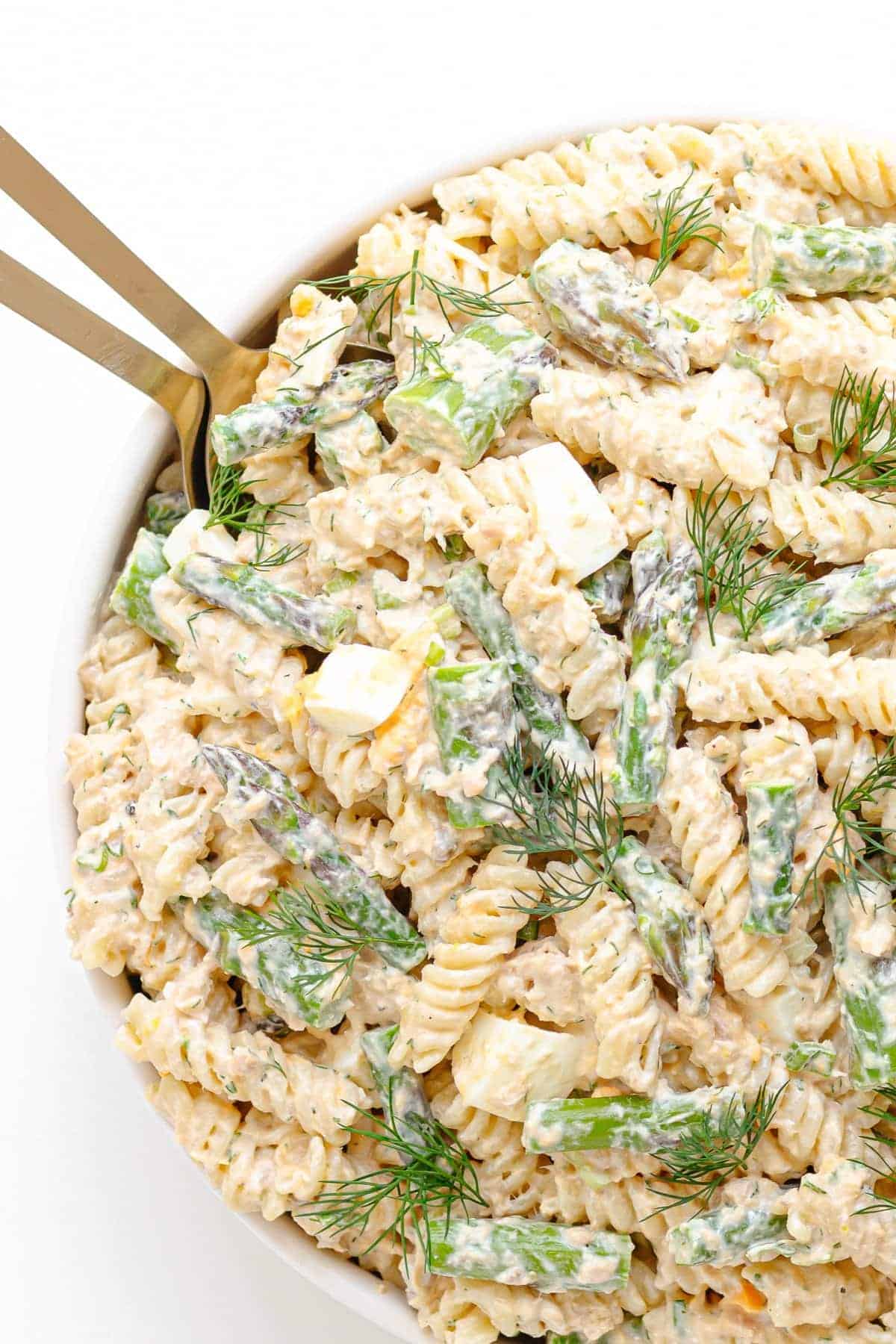 Salmon Asparagus pasta salad.