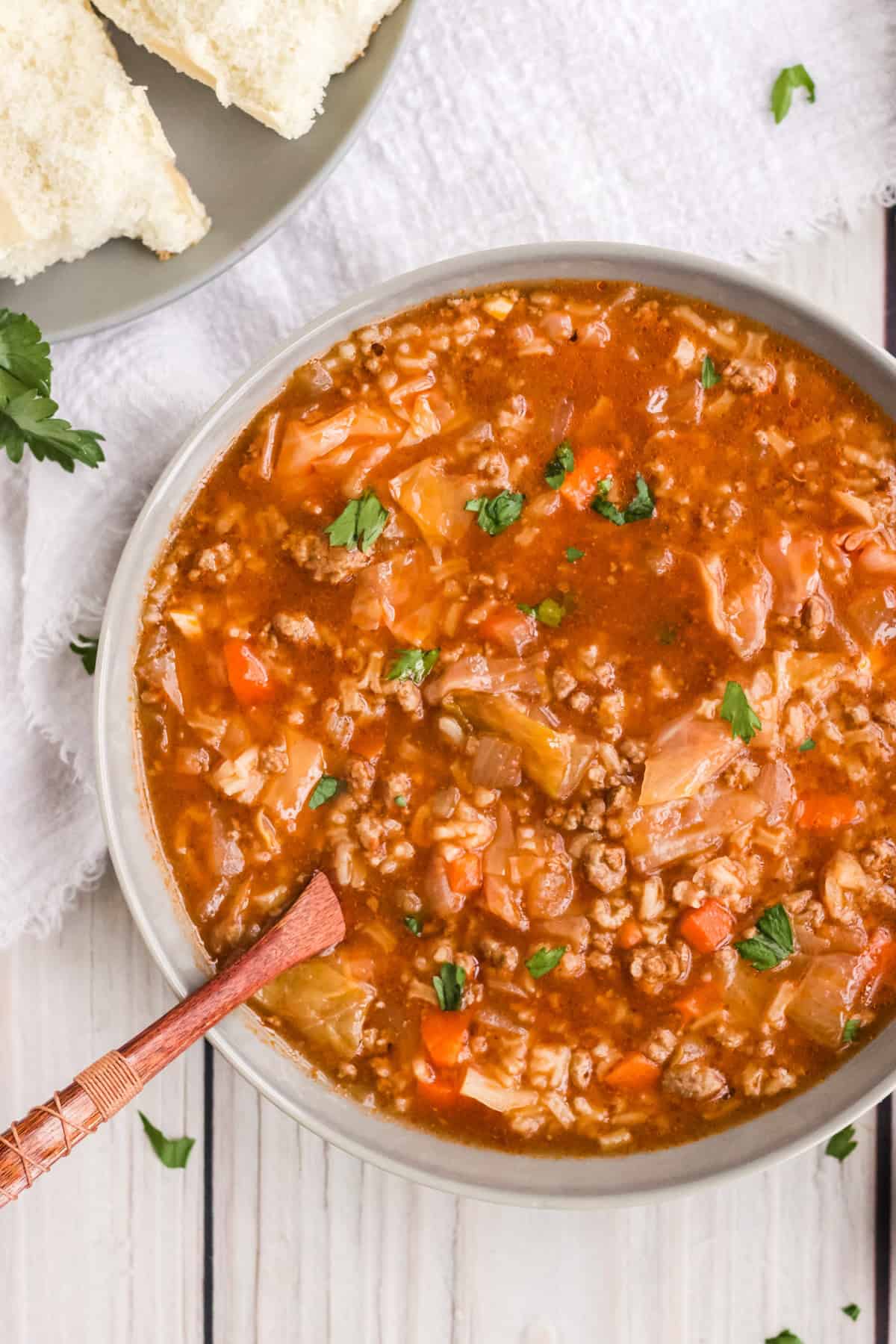 Slow cooker cabbage roll soup.