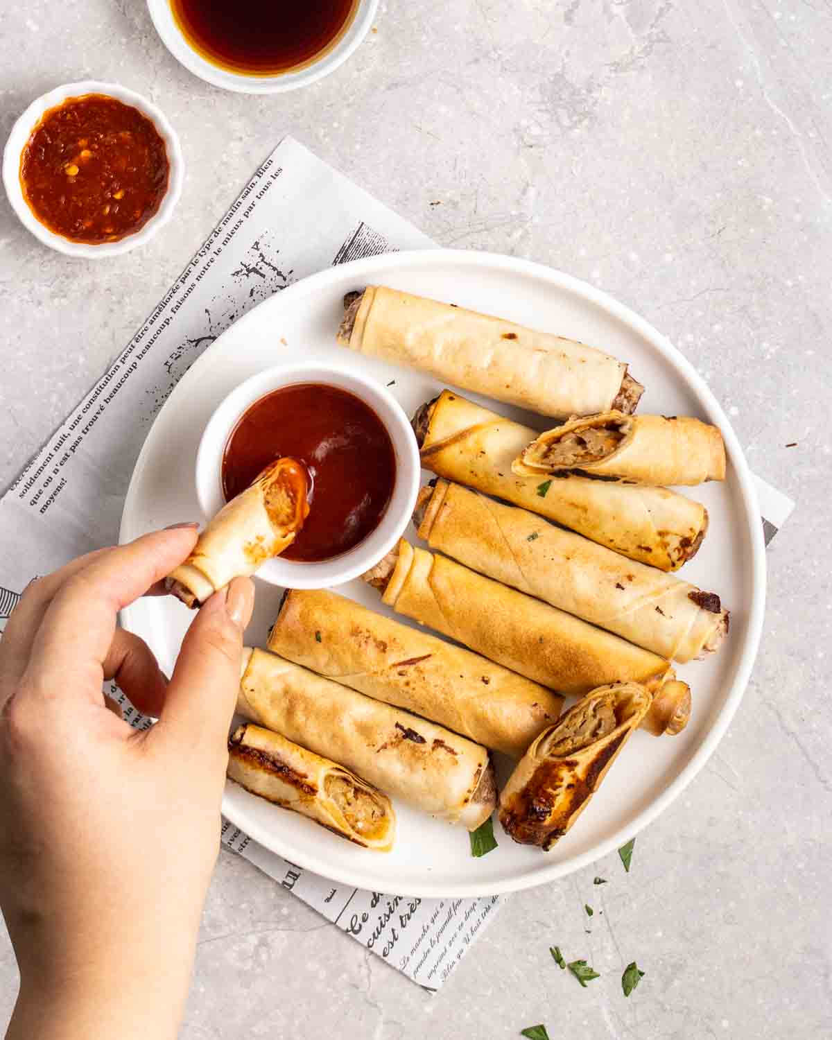 Air fryer vegan shanghai lumpia for awesome air fryer appetizers.